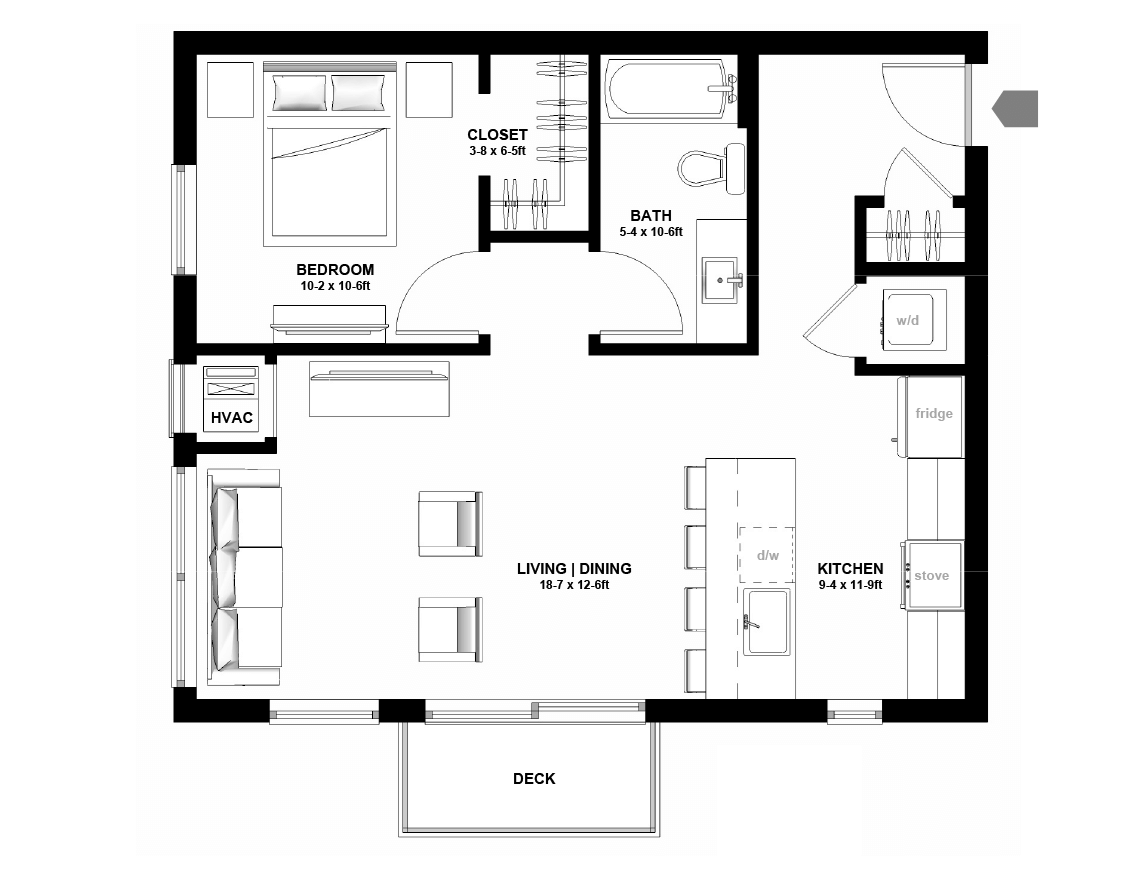 Variant Apartments Minneapolis 1 Bedroom Apartment Layout